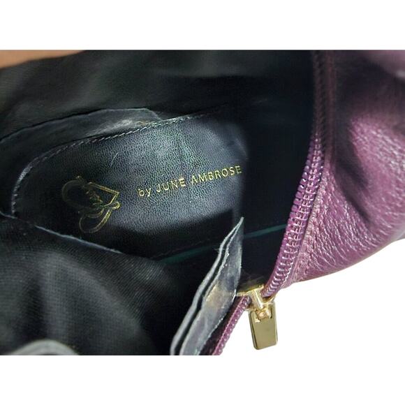 June Ambrose Purple Leather Fringed Embossed High Western Equestrian Boots 9 EUC - Picture 12 of 12